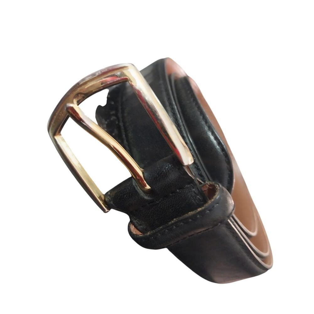 JOHN HENRY! LUXE BLACK SLIMLINE W/GOLD BUCKLE GENUINE LEATHER BELT! SIZE 34
